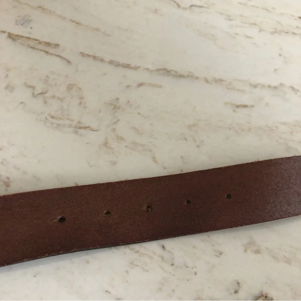 New Italian Leather Belt Brown/Turquoise Buckle Made in Canada Size L - Picture 9 of 10